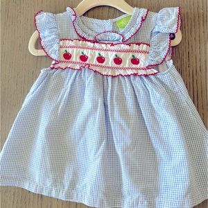 Classic Whimsy Girls Back to School Apples 🍎 Smocked Dress 12 months